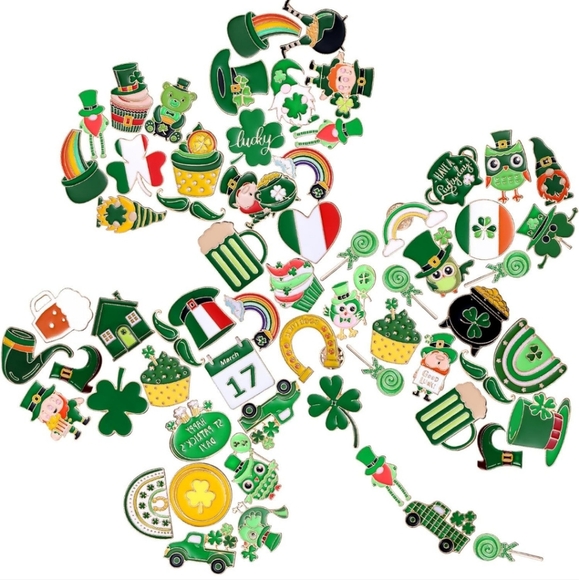100 Pcs St. Patrick's Day Enamel Pins Bulk for Women Girls Shamrock Lapel Pins B - Picture 1 of 3